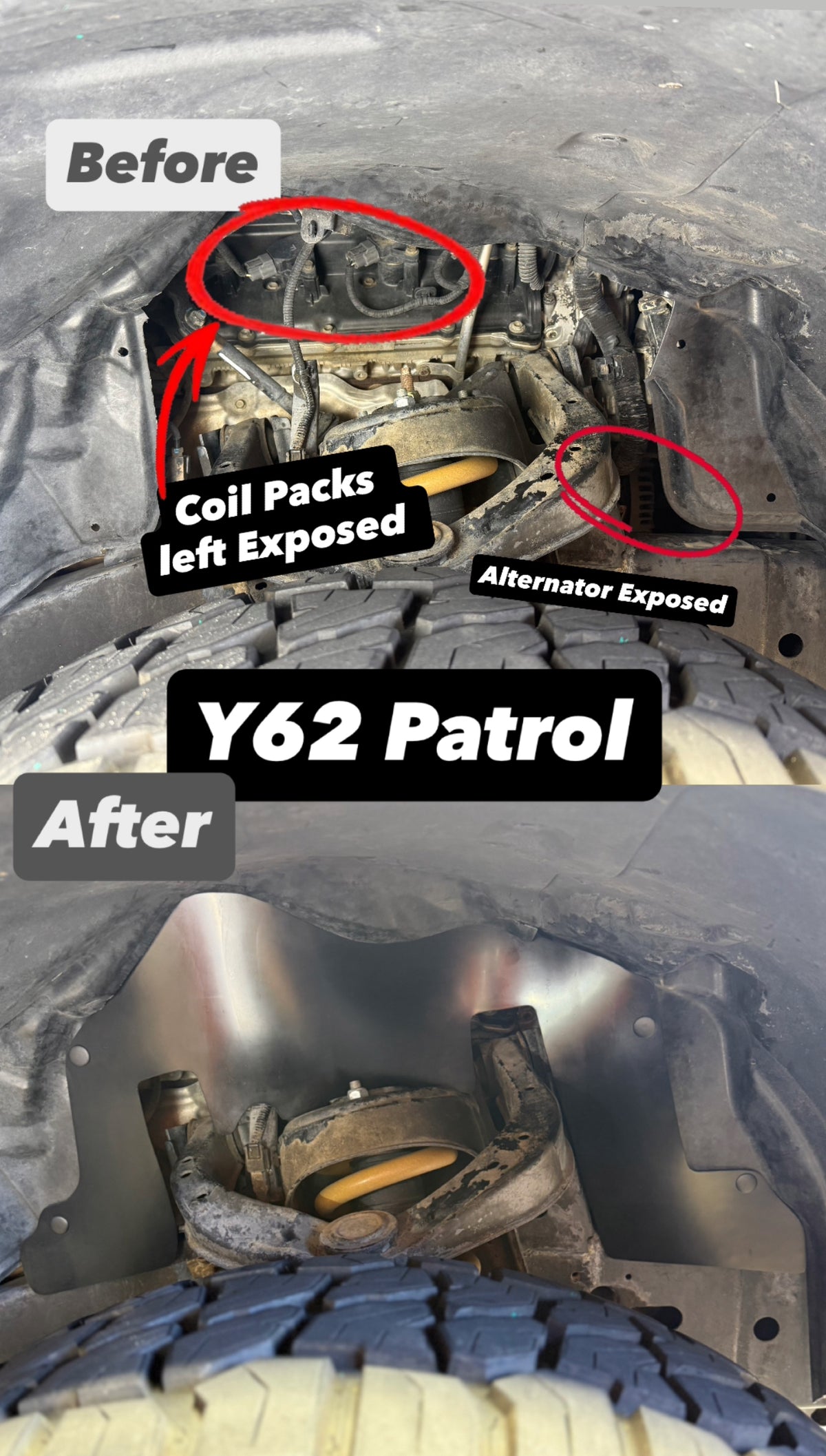 Nissan Y62 Patrol Heavy Duty Inner Guards | Pair